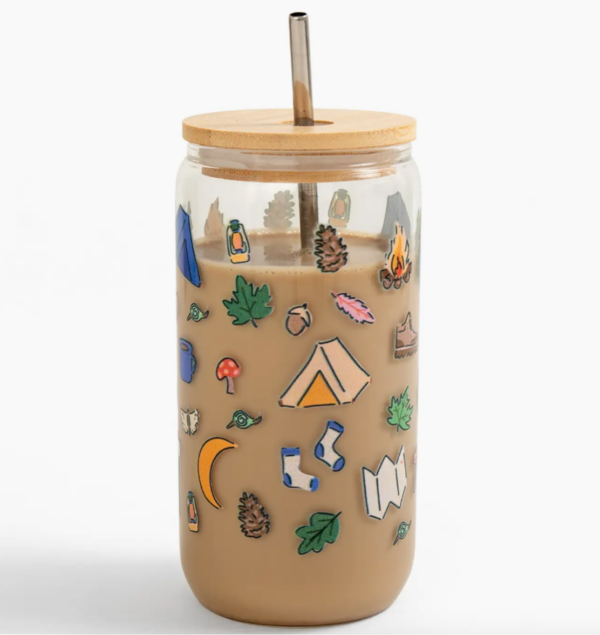 camping icons glass can